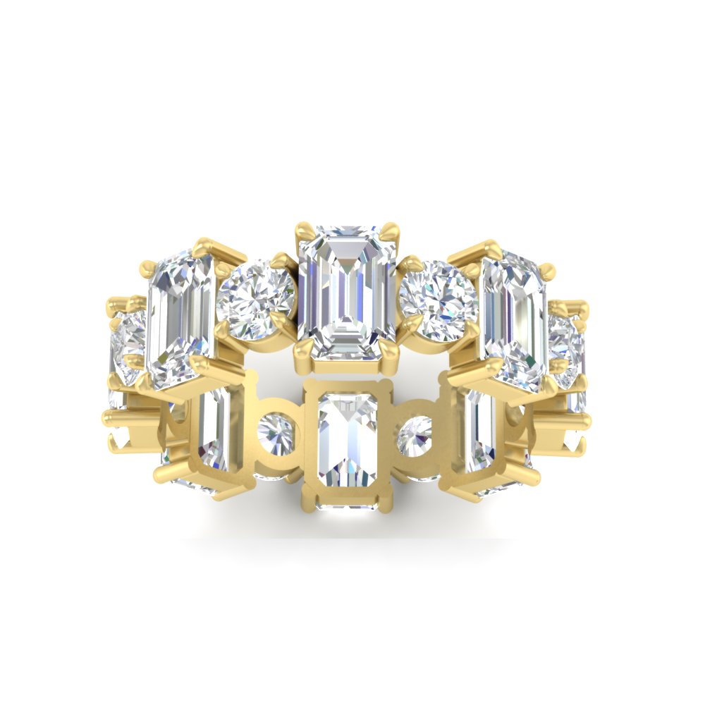5 Carat Emerald Cut And Round Diamond Eternity Band