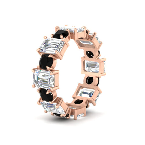 5 Carat Emerald Cut And Round Diamond Eternity Band