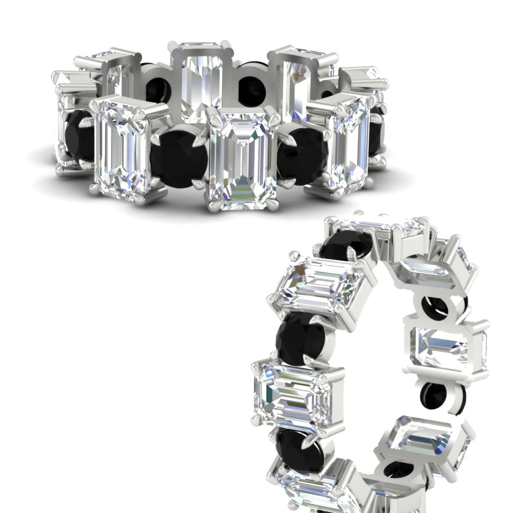 5 Carat Emerald Cut And Round Diamond Eternity Band