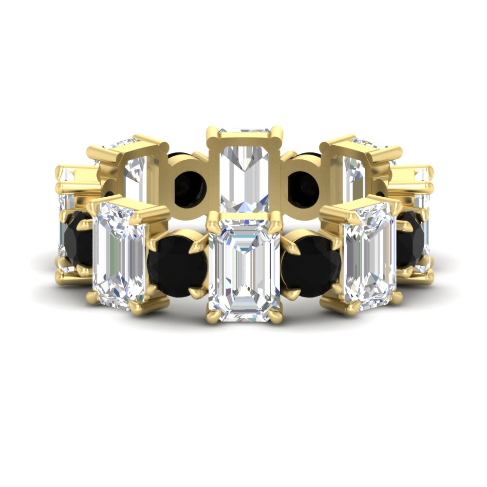 5 Carat Emerald Cut And Round Diamond Eternity Band