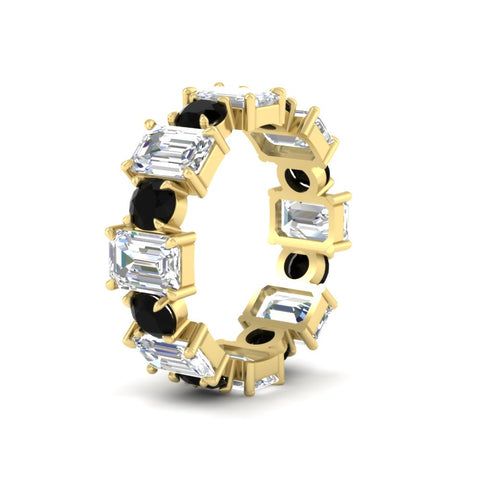 5 Carat Emerald Cut And Round Diamond Eternity Band