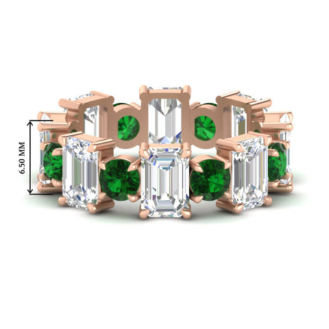 5 Carat Emerald Cut And Round Diamond Eternity Band