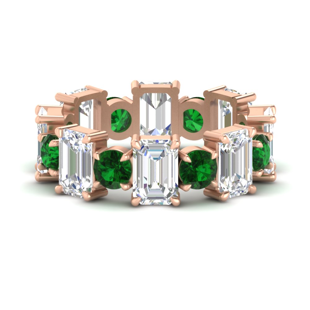 5 Carat Emerald Cut And Round Diamond Eternity Band