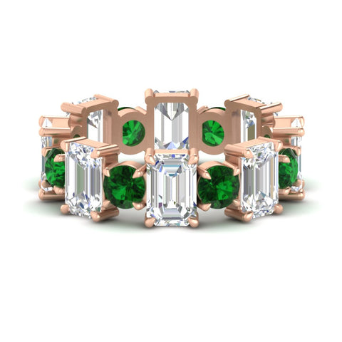 5 Carat Emerald Cut And Round Diamond Eternity Band