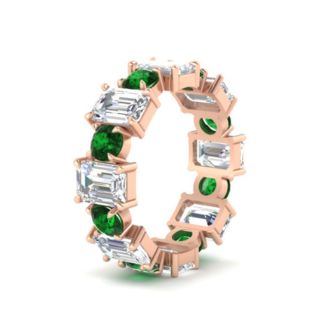 5 Carat Emerald Cut And Round Diamond Eternity Band