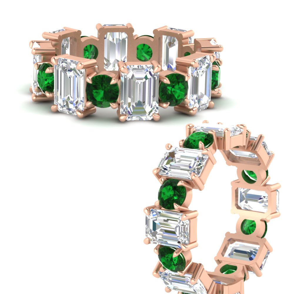 5 Carat Emerald Cut And Round Diamond Eternity Band