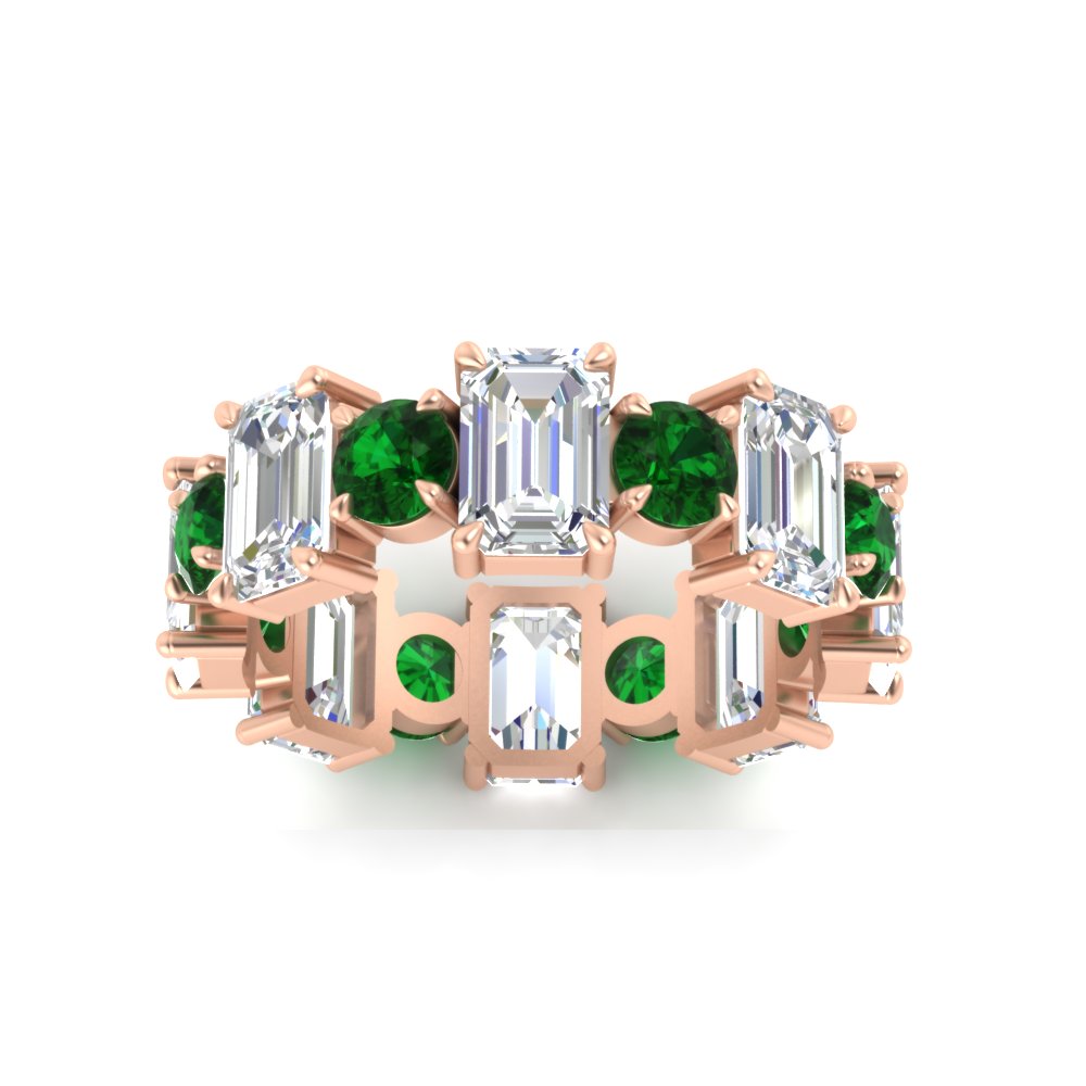 5 Carat Emerald Cut And Round Diamond Eternity Band