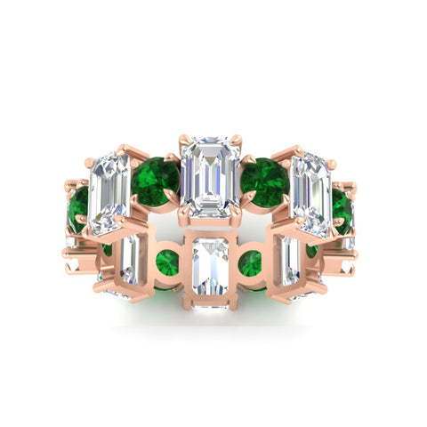 5 Carat Emerald Cut And Round Diamond Eternity Band