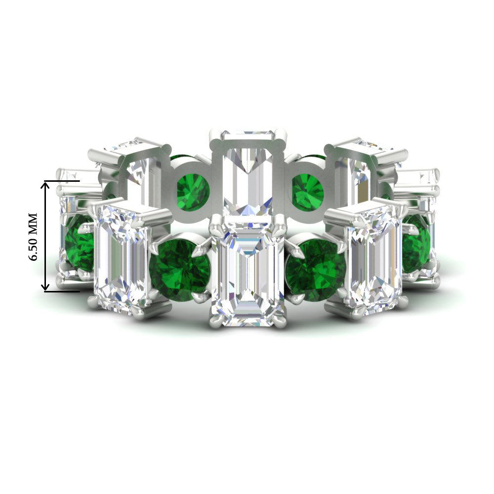 5 Carat Emerald Cut And Round Diamond Eternity Band