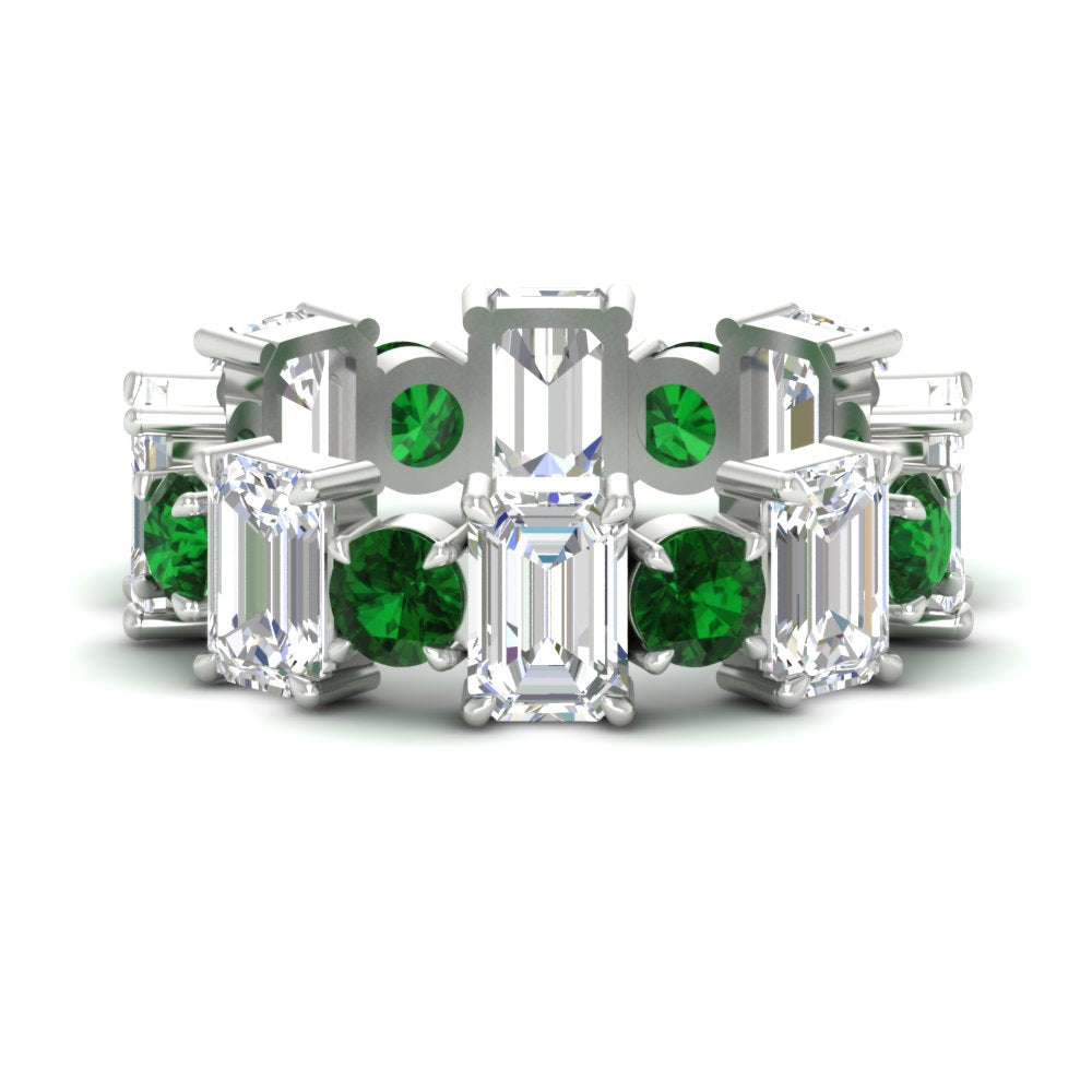 5 Carat Emerald Cut And Round Diamond Eternity Band