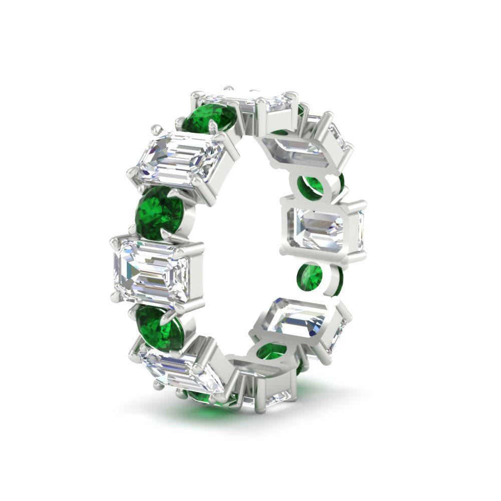 5 Carat Emerald Cut And Round Diamond Eternity Band