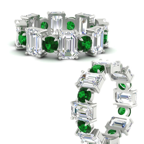 5 Carat Emerald Cut And Round Diamond Eternity Band
