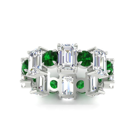 5 Carat Emerald Cut And Round Diamond Eternity Band