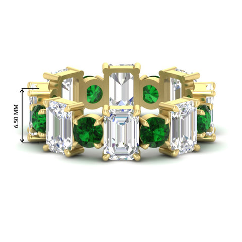 5 Carat Emerald Cut And Round Diamond Eternity Band