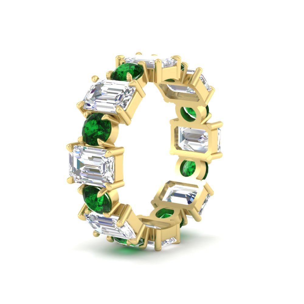 5 Carat Emerald Cut And Round Diamond Eternity Band