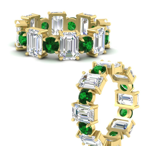 5 Carat Emerald Cut And Round Diamond Eternity Band