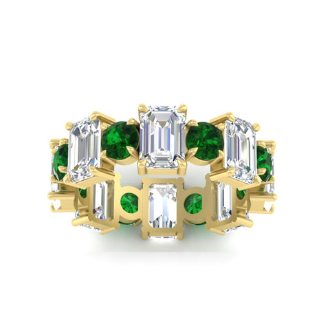 5 Carat Emerald Cut And Round Diamond Eternity Band