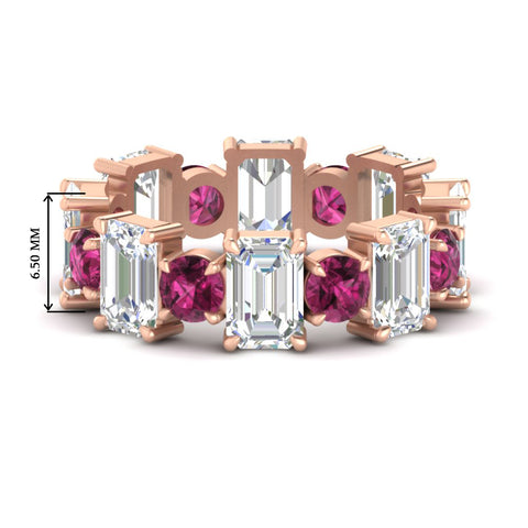 5 Carat Emerald Cut And Round Diamond Eternity Band