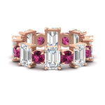 Load image into Gallery viewer, 5 Carat Emerald Cut And Round Diamond Eternity Band
