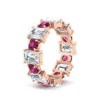 Load image into Gallery viewer, 5 Carat Emerald Cut And Round Diamond Eternity Band
