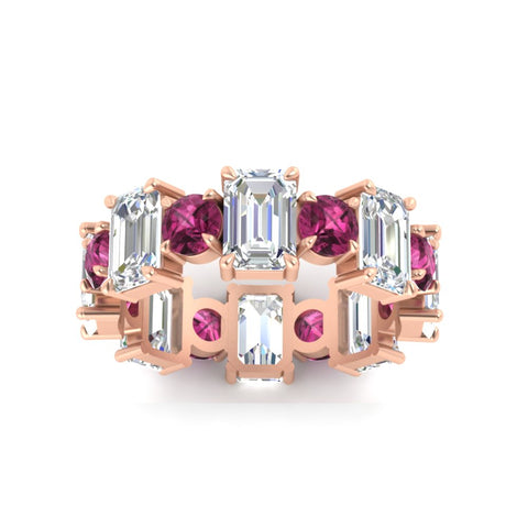 5 Carat Emerald Cut And Round Diamond Eternity Band