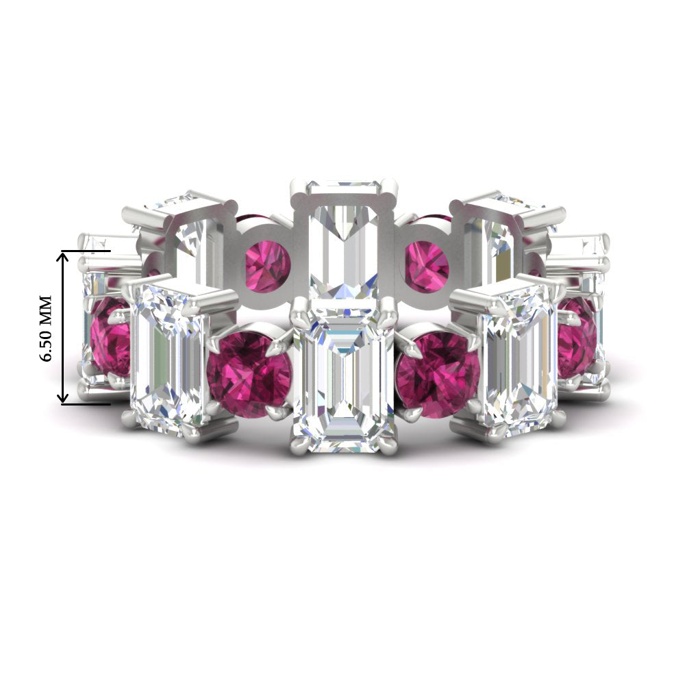 5 Carat Emerald Cut And Round Diamond Eternity Band