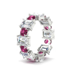 Load image into Gallery viewer, 5 Carat Emerald Cut And Round Diamond Eternity Band

