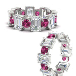 Load image into Gallery viewer, 5 Carat Emerald Cut And Round Diamond Eternity Band
