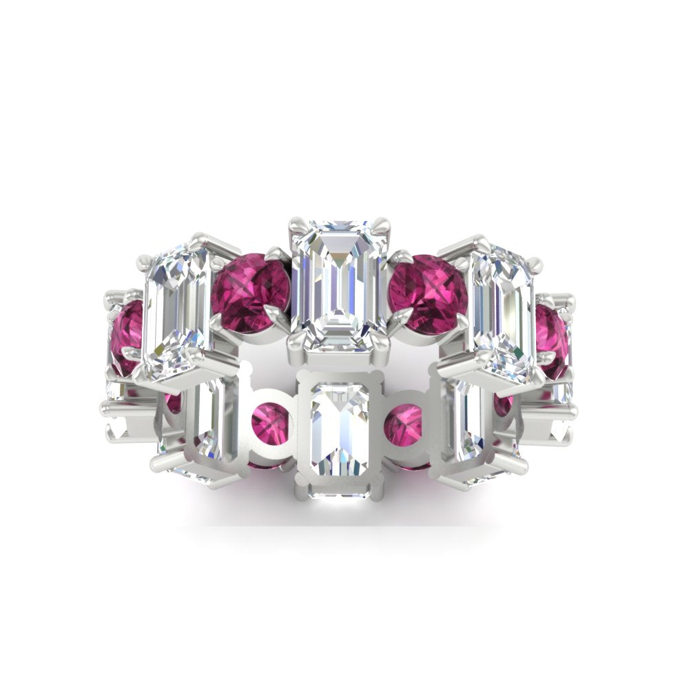 5 Carat Emerald Cut And Round Diamond Eternity Band