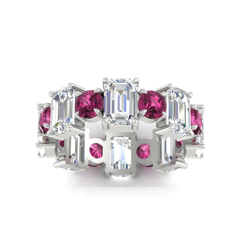 5 Carat Emerald Cut And Round Diamond Eternity Band