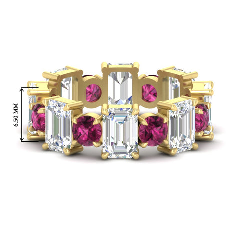 5 Carat Emerald Cut And Round Diamond Eternity Band