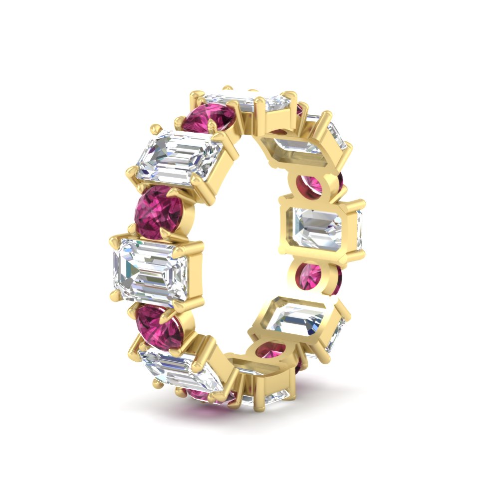 5 Carat Emerald Cut And Round Diamond Eternity Band