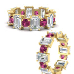 Load image into Gallery viewer, 5 Carat Emerald Cut And Round Diamond Eternity Band
