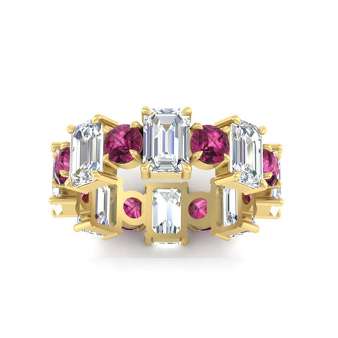 5 Carat Emerald Cut And Round Diamond Eternity Band