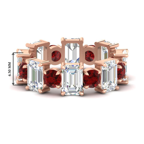 5 Carat Emerald Cut And Round Diamond Eternity Band