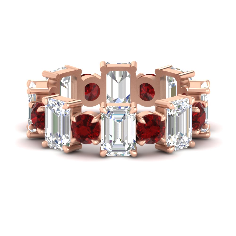 5 Carat Emerald Cut And Round Diamond Eternity Band