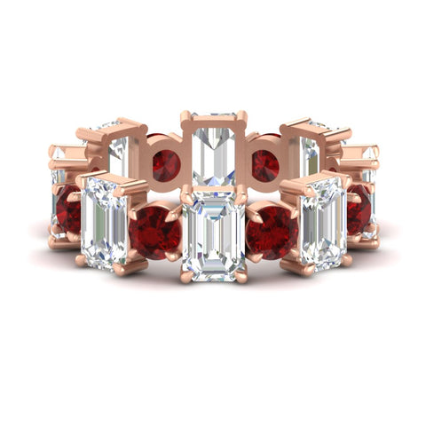 5 Carat Emerald Cut And Round Diamond Eternity Band