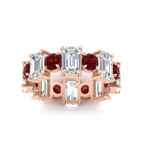 5 Carat Emerald Cut And Round Diamond Eternity Band