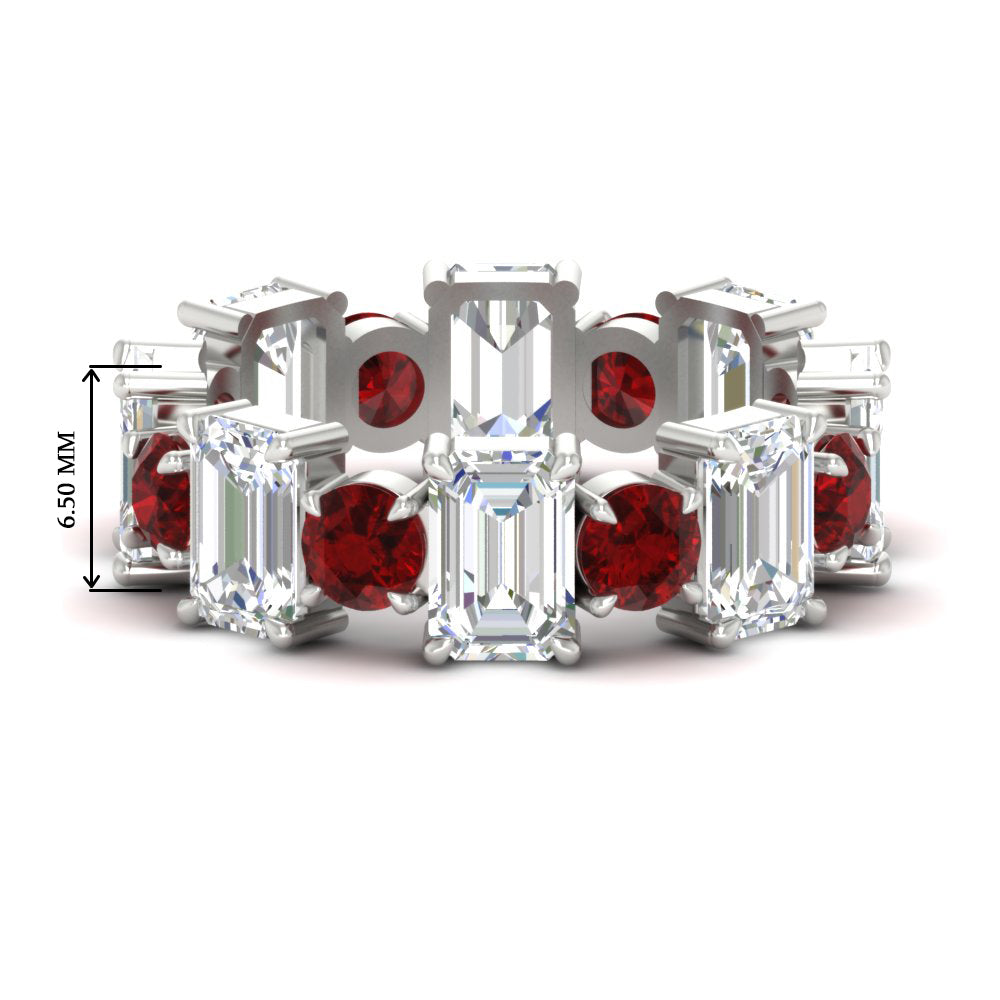 5 Carat Emerald Cut And Round Diamond Eternity Band