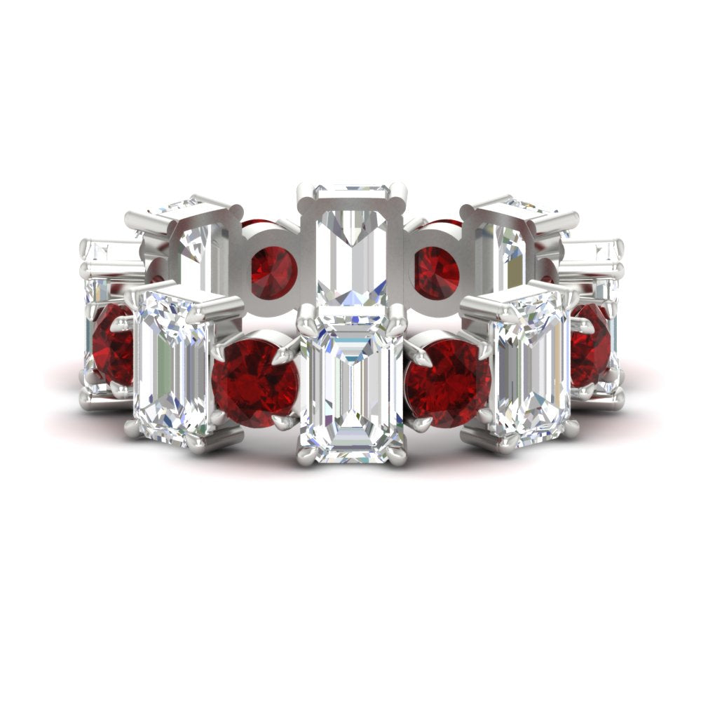 5 Carat Emerald Cut And Round Diamond Eternity Band