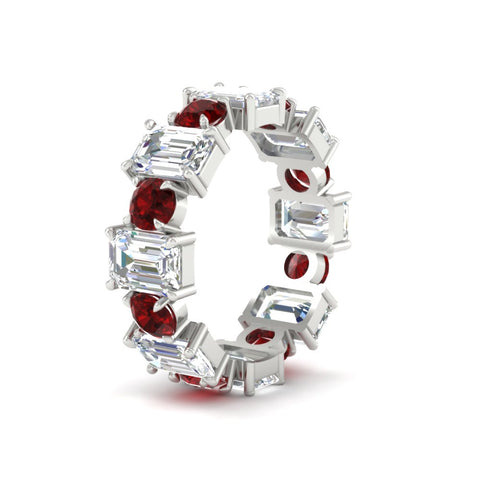 5 Carat Emerald Cut And Round Diamond Eternity Band