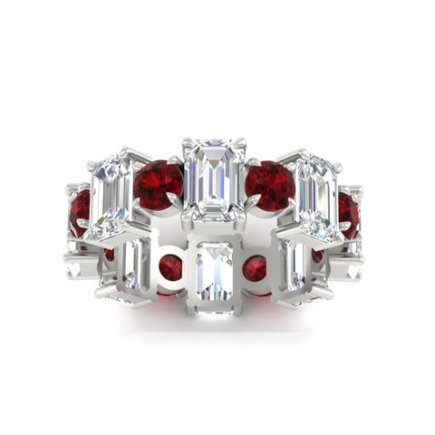 5 Carat Emerald Cut And Round Diamond Eternity Band