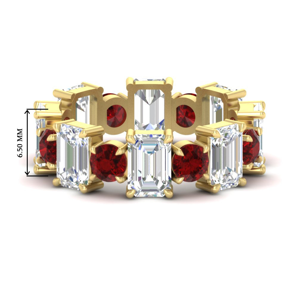5 Carat Emerald Cut And Round Diamond Eternity Band