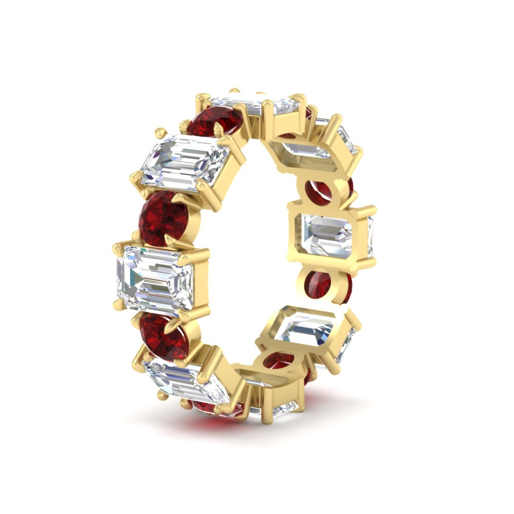 5 Carat Emerald Cut And Round Diamond Eternity Band