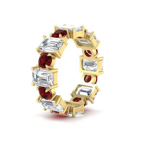 5 Carat Emerald Cut And Round Diamond Eternity Band