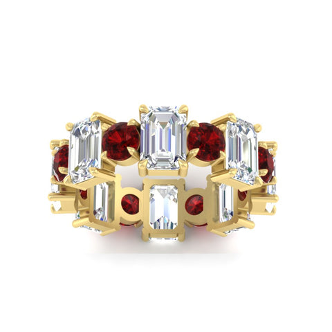 5 Carat Emerald Cut And Round Diamond Eternity Band