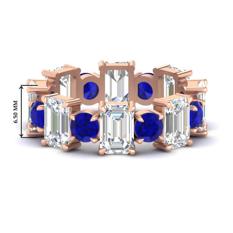 5 Carat Emerald Cut And Round Diamond Eternity Band