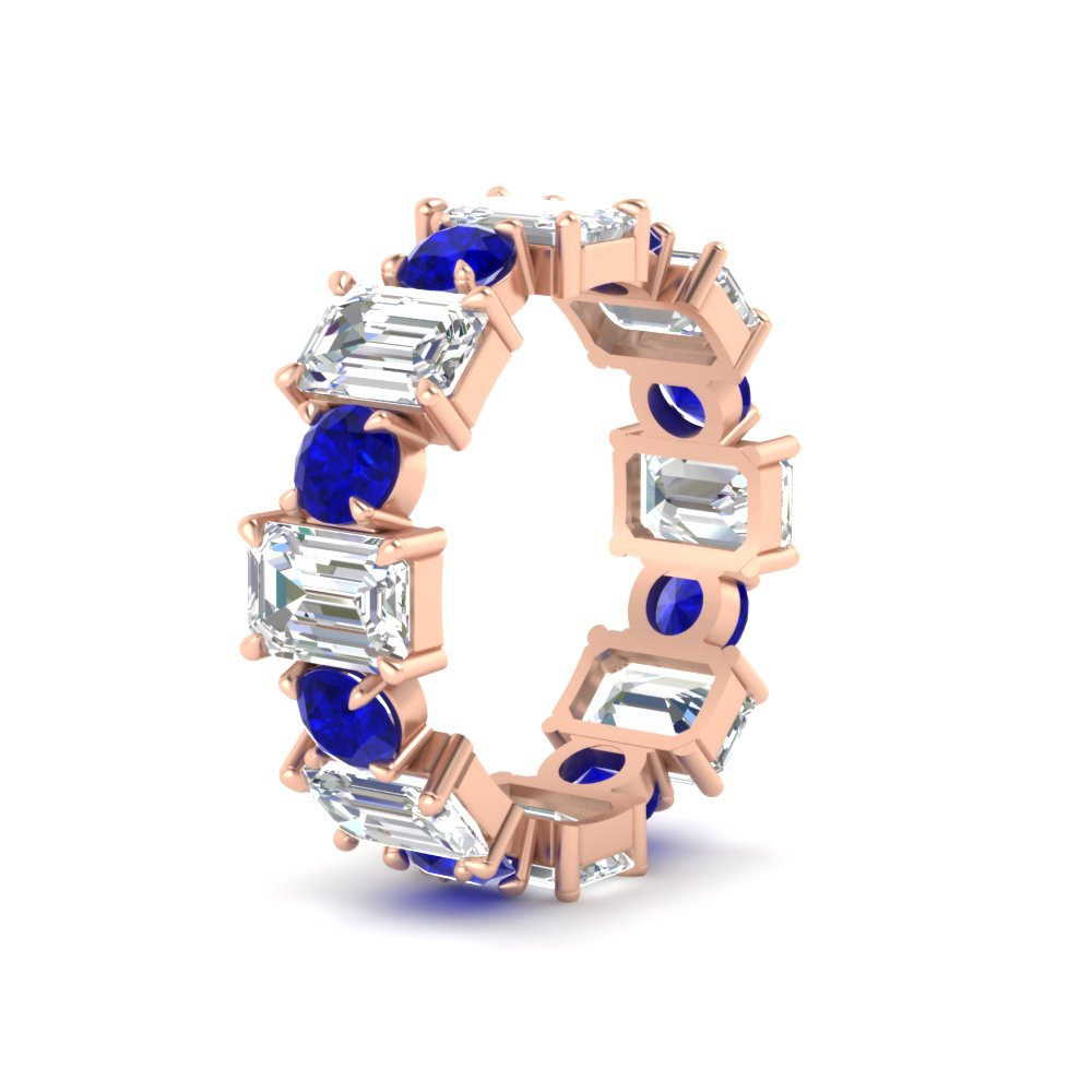 5 Carat Emerald Cut And Round Diamond Eternity Band