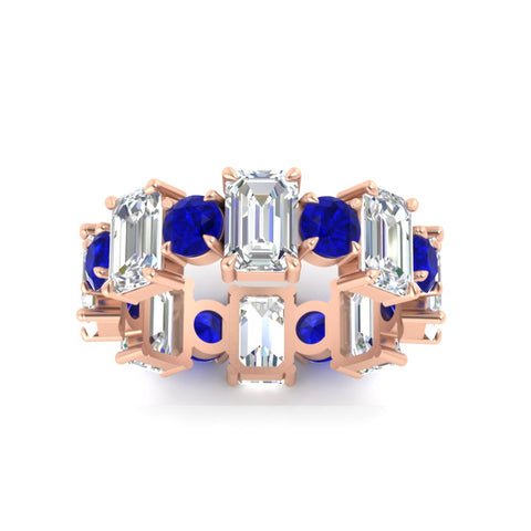 5 Carat Emerald Cut And Round Diamond Eternity Band