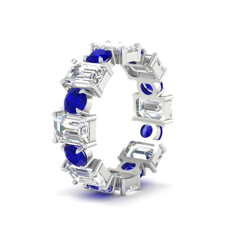 5 Carat Emerald Cut And Round Diamond Eternity Band